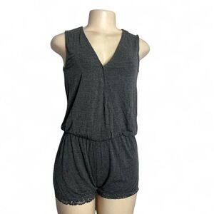 Sleeveless V Neck Charcoal Grey Romper